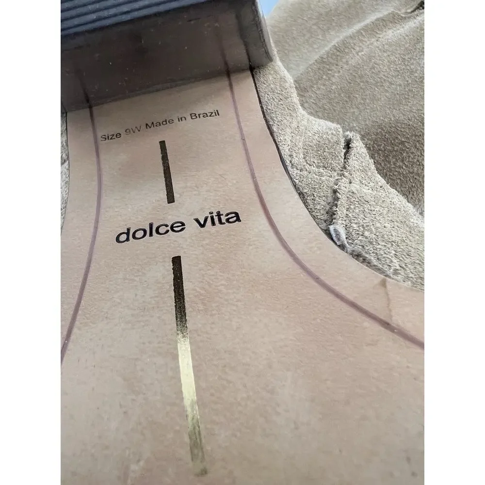 Dolce‎ Vita Light Brown Suede Over The Knee Boots Pointed Toe Block Heel 9 Wide